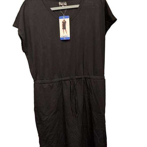 32 Degrees Dresses & Skirts - 32 Degrees‎ Cool Soft Lux Short Sleeve Ruched Drawstring Waist Dress Black